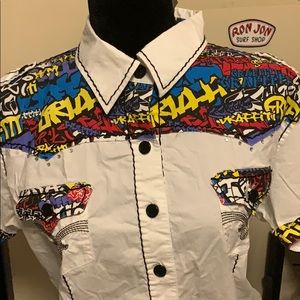 Raw Blue Graffiti Button Down